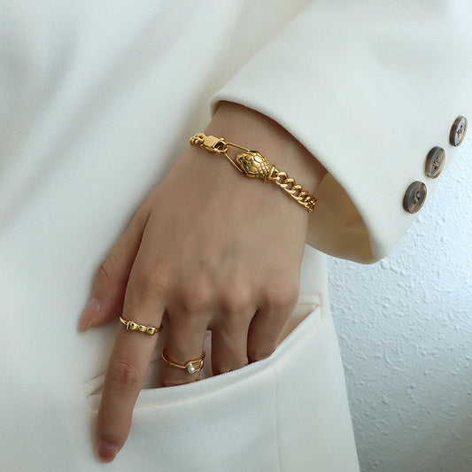 18K Gold Plated Snake Cuban Bracelet