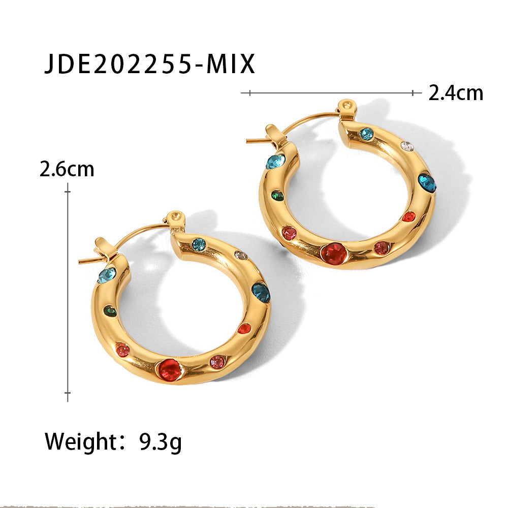18k Gold Plated Colour CZ Hoop Earrings