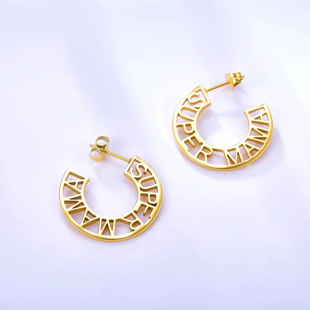 18K Gold Plated SUPER-MAMA Earrings