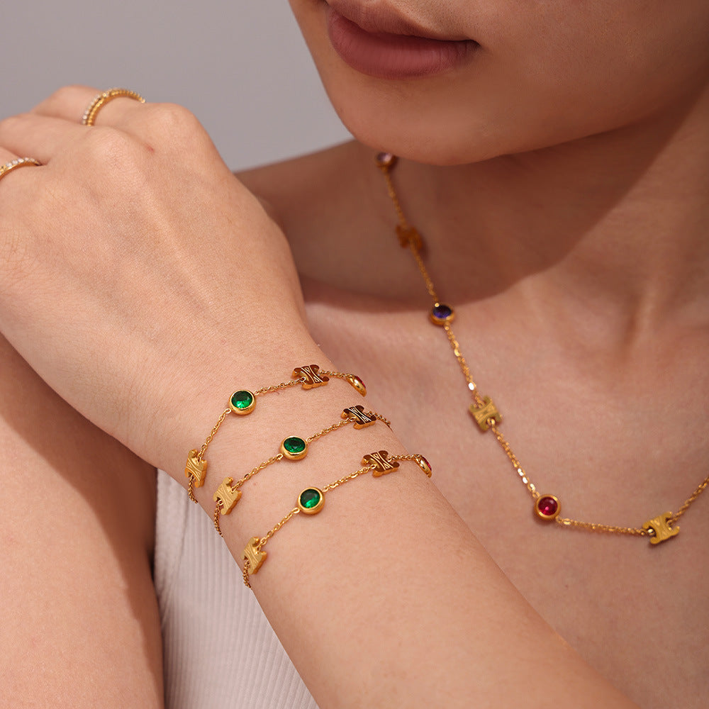 18K Gold Plated Double C Colour Bracelet