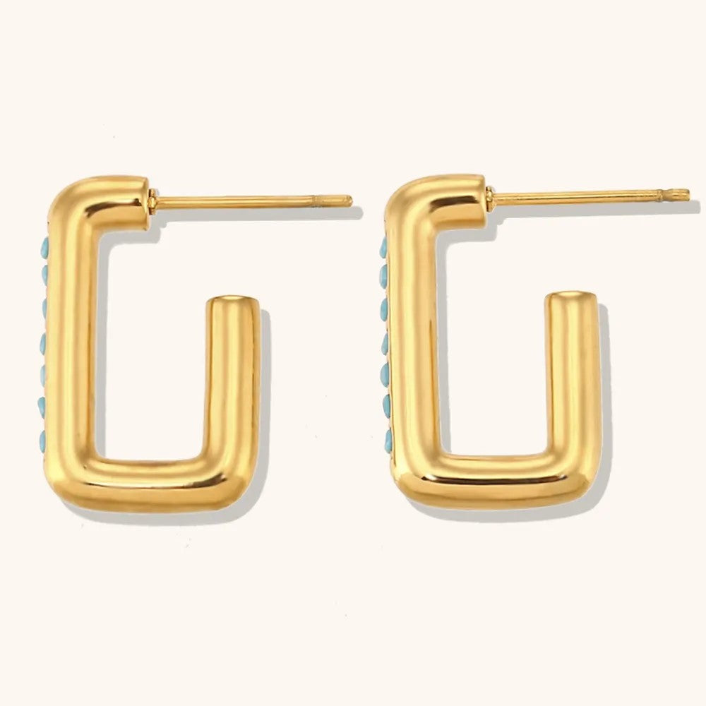 18K Gold Plated Turquoise Stone Earring