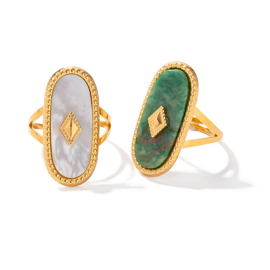 18K Gold Plated Natural Stone Retro Ring (Adjustable)