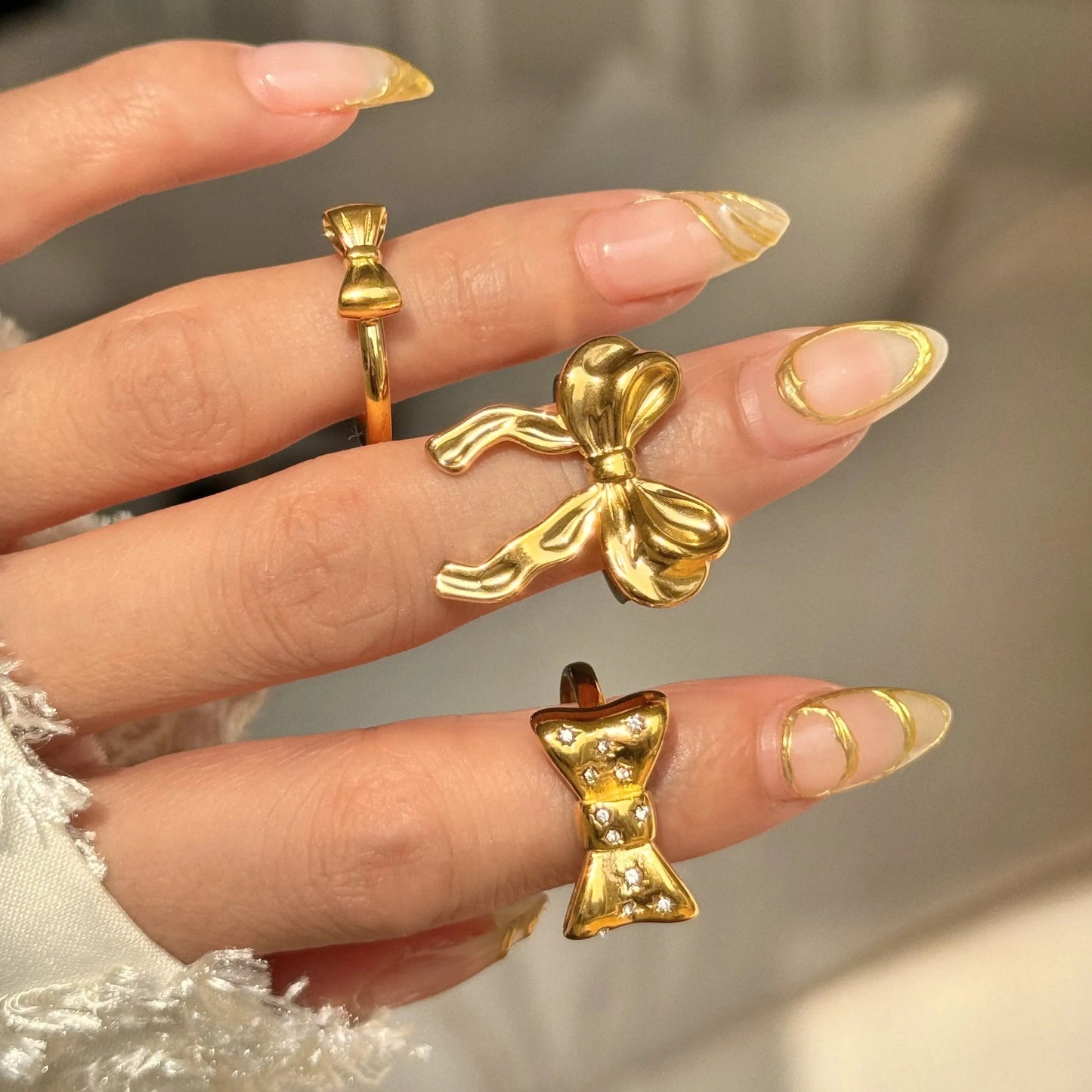 18K Gold Plate Minimalist Bow Ring