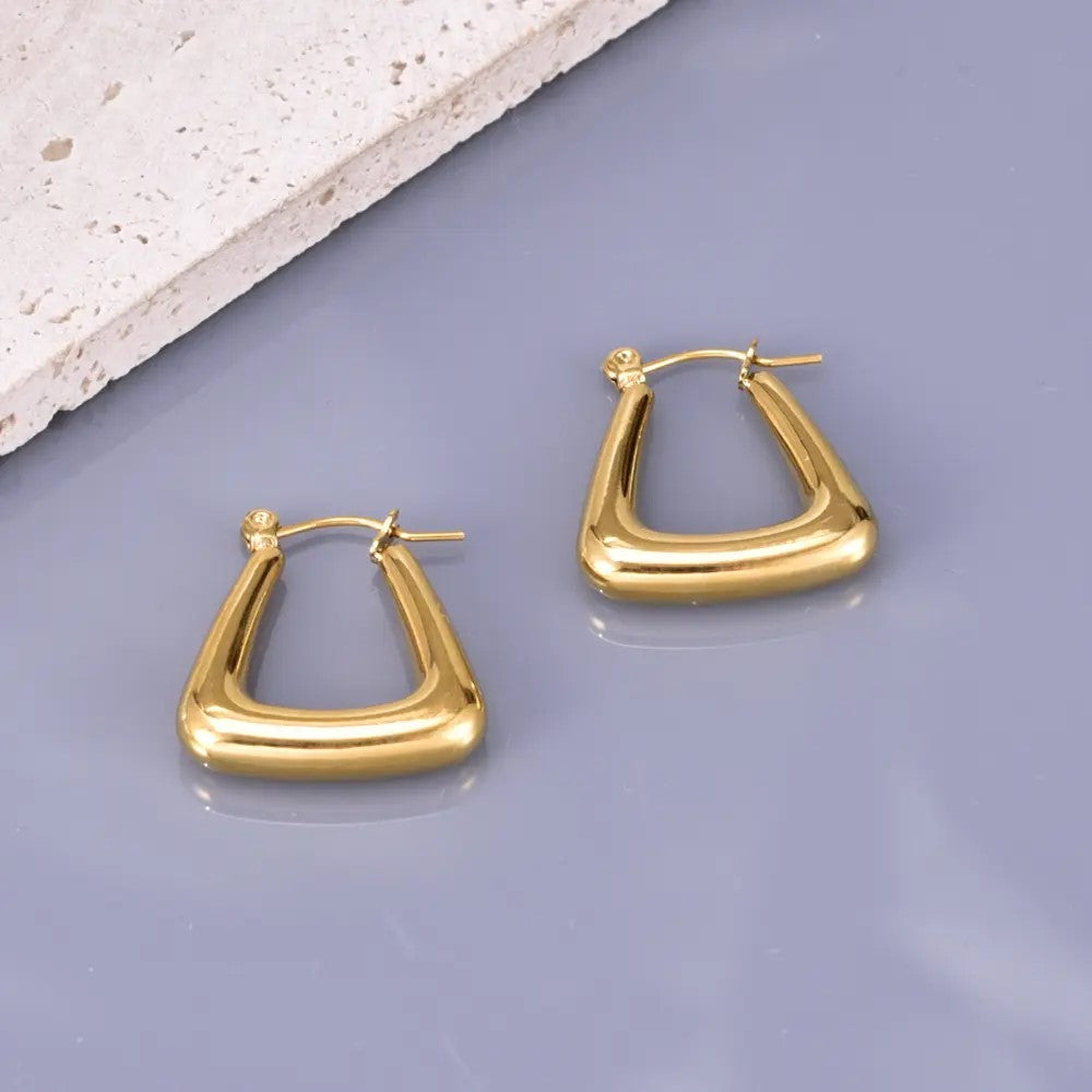 18K Gold Plated Geometric Triangle Hoop