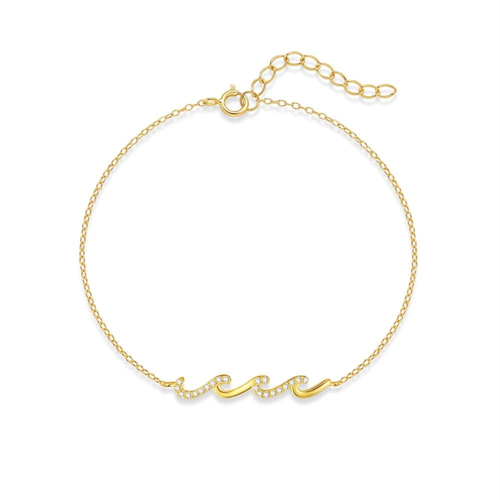 18K Gold Plated Studded Wave Bracelet