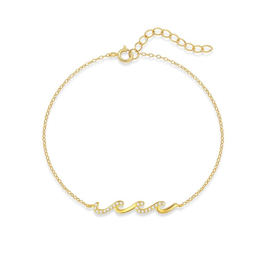 18K Gold Plated Studded Wave Bracelet