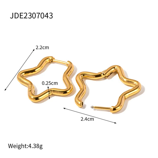 18K Gold Plated STAR Hoop Earringl