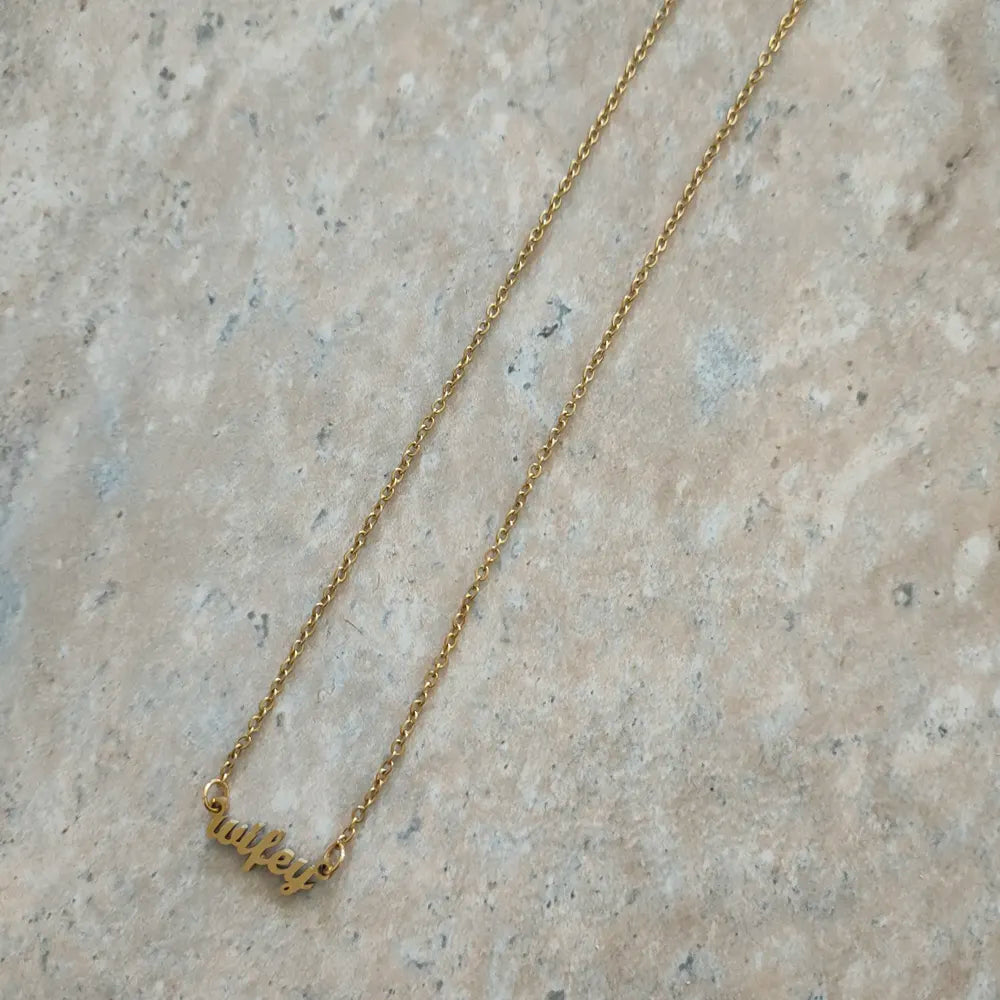 18K Gold Plated WIFEY Charm Necklace