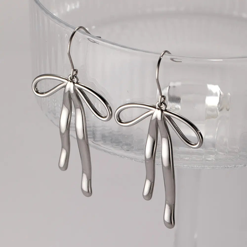 18K Gold Plated Bow-Knot Drop Earrings