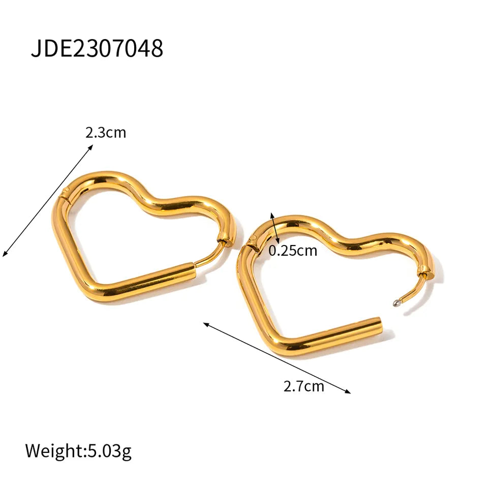 18K Gold Plated HEART Hoop Earring