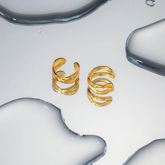 18K Gold Plated Cross Cuff Earring (single)