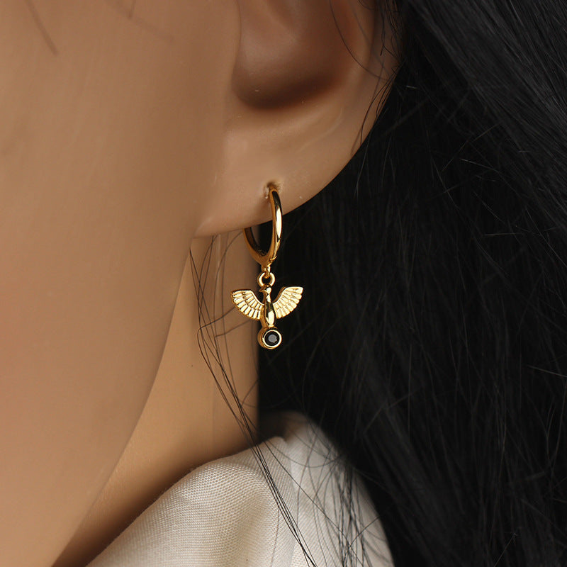 18K Gold Plated Dove Pendant Huggie