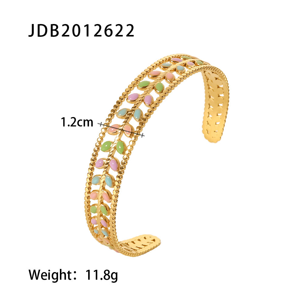 18K Gold Plated Multi Colour Leaf Bangle