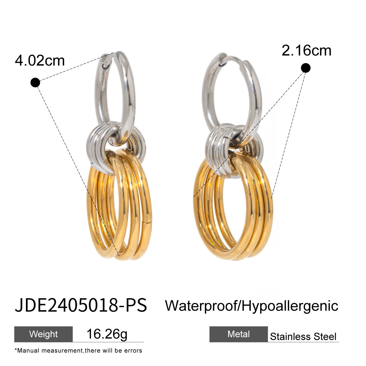 18K PVD Plated Two-Tone Hoop Earring