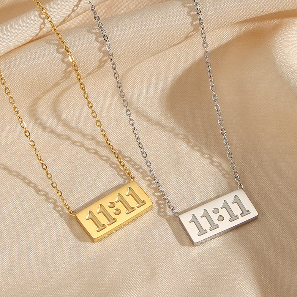 18K Gold Plated Rectangular Angel Numbers Necklace