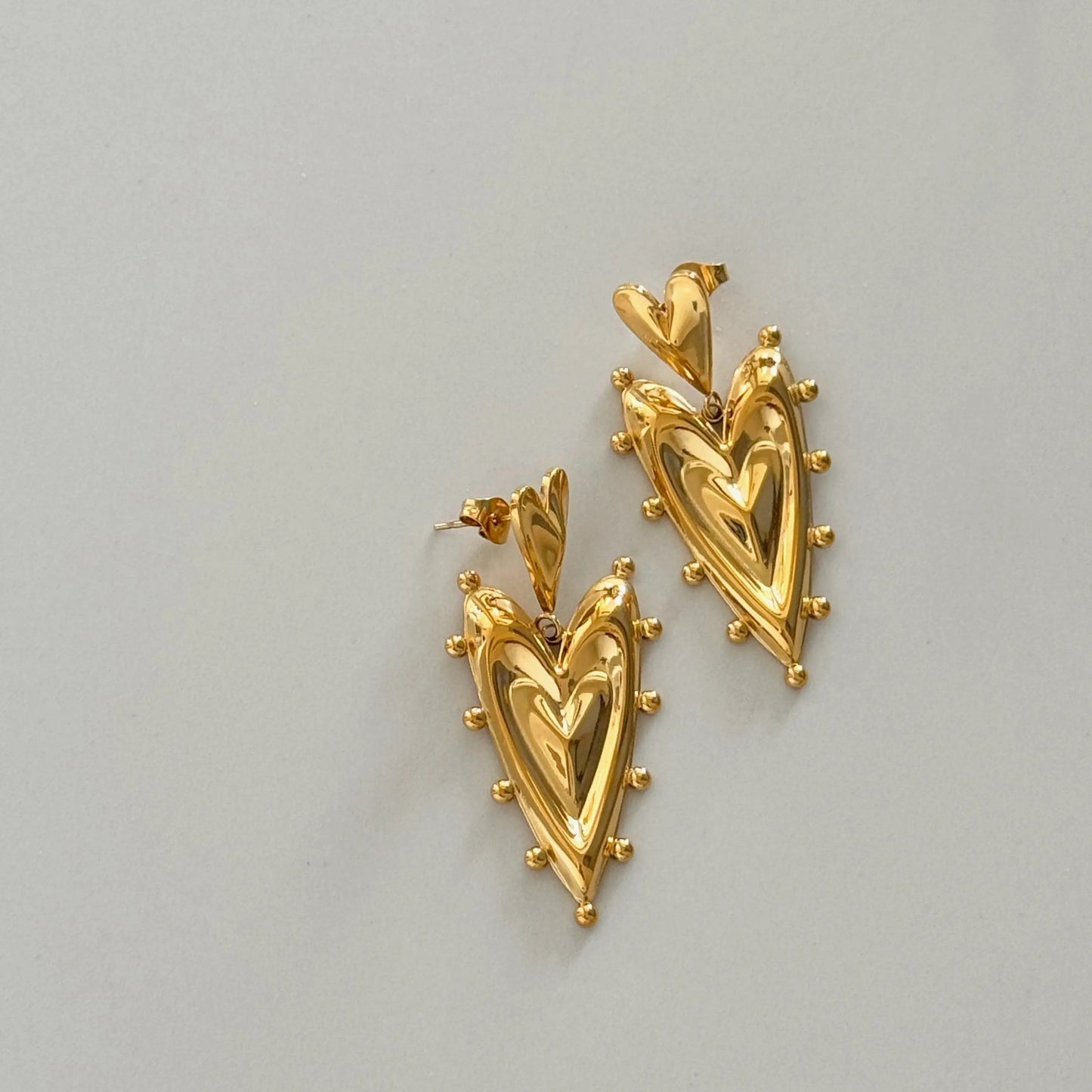 18K Gold Plated Medieval Heart Earrings