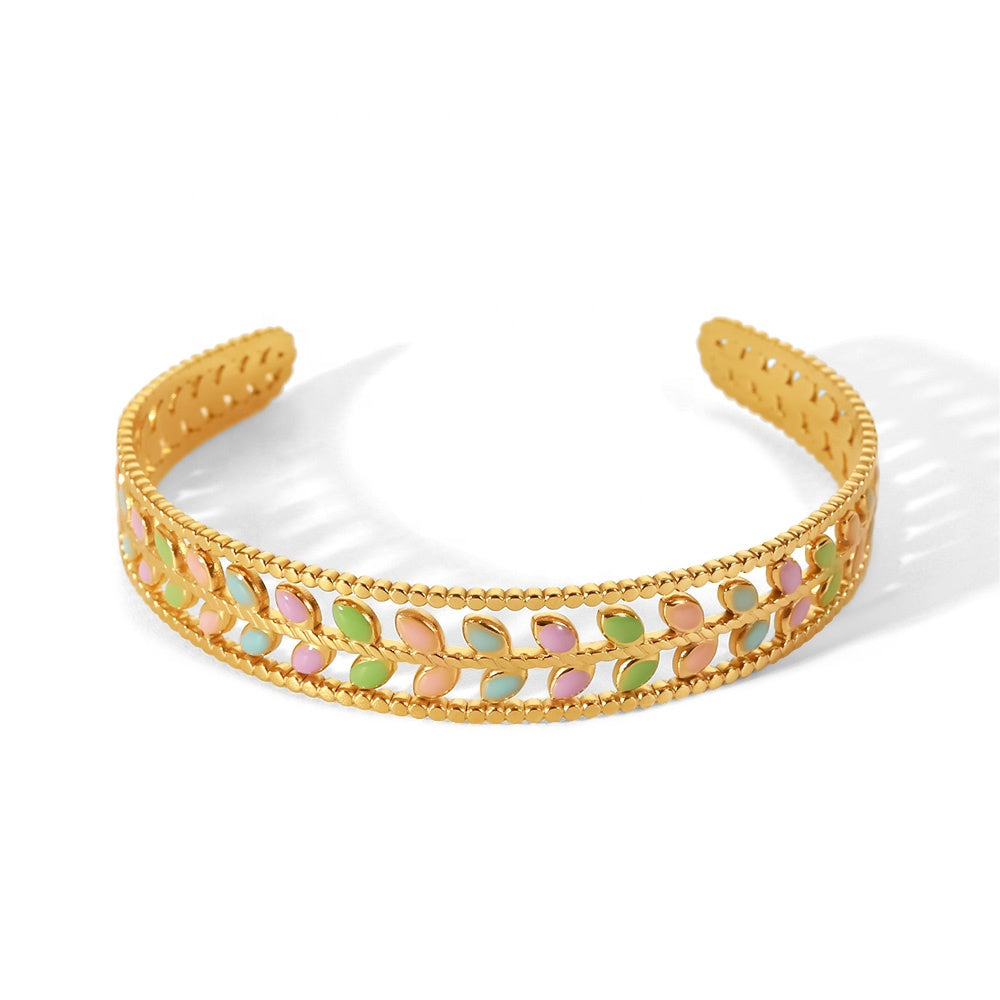 18K Gold Plated Multi Colour Leaf Bangle