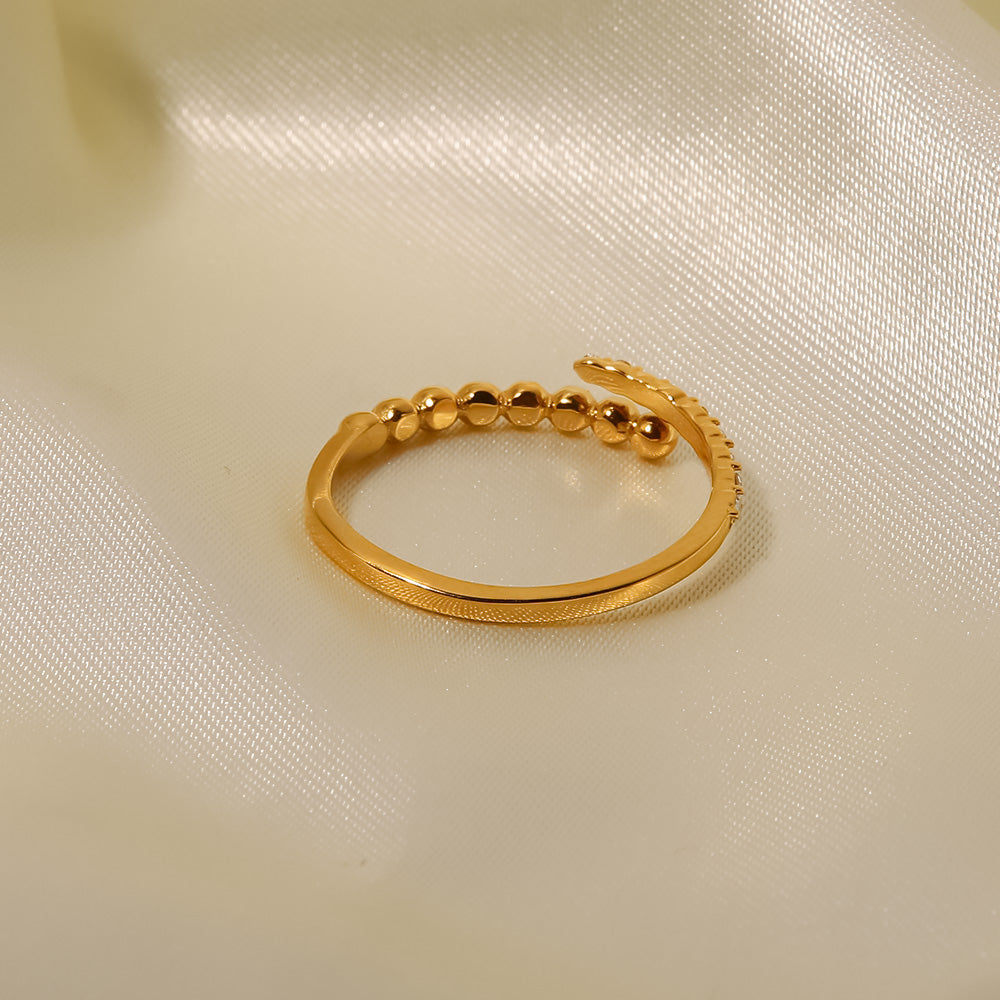 18K Gold Plated Bead CZ Ring (adjustable)