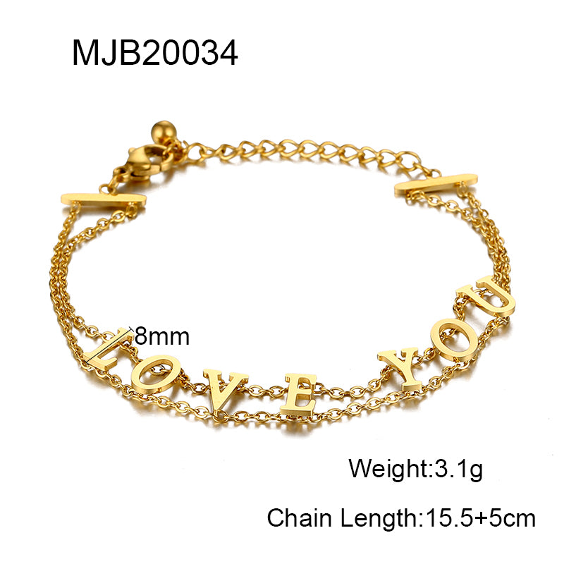 18K Gold Plated Double Row Chain Bracelet