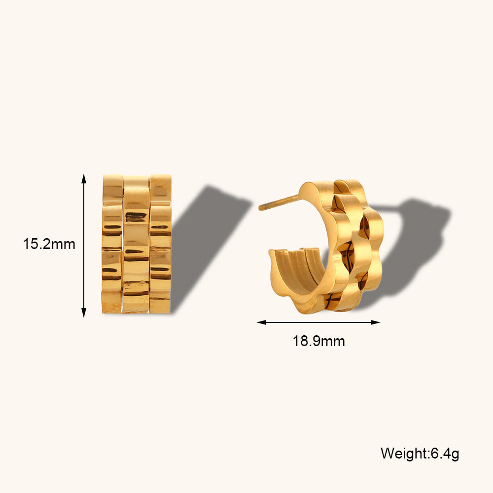 18K Gold Plated Watchband Stud Earring