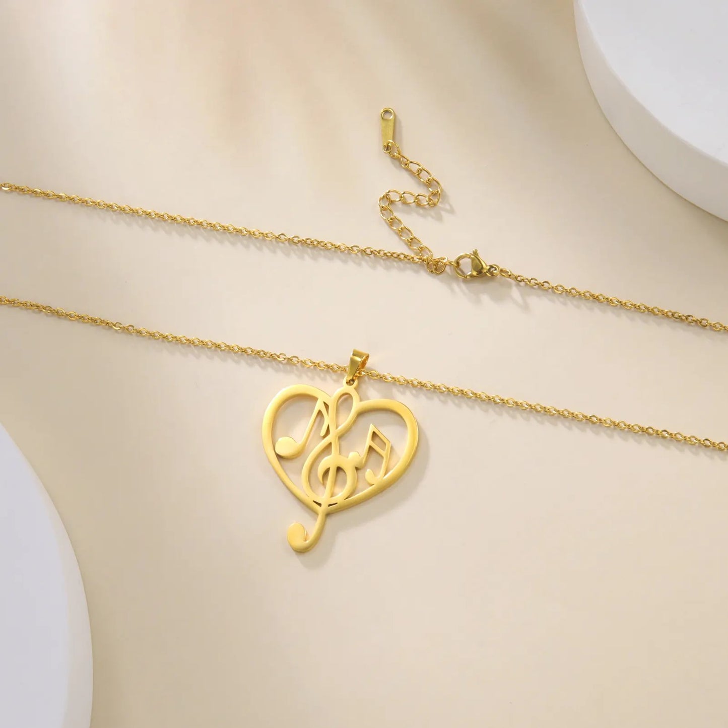 18K Gold Plated Music Heart Pendant Necklace