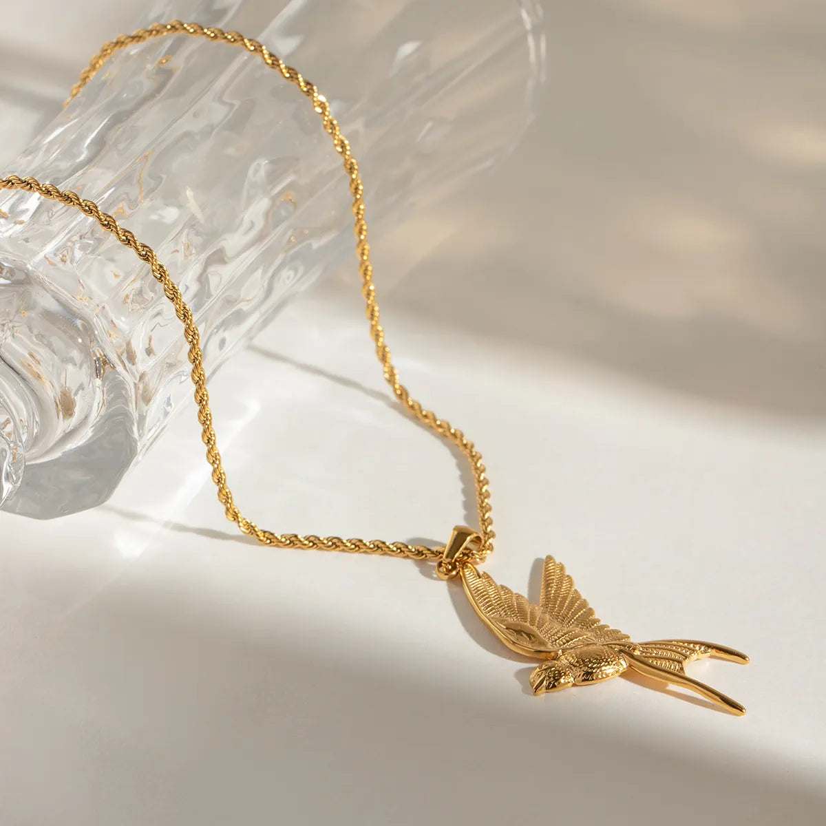 18K Gold Plated Dove-Pendant Rope Necklace