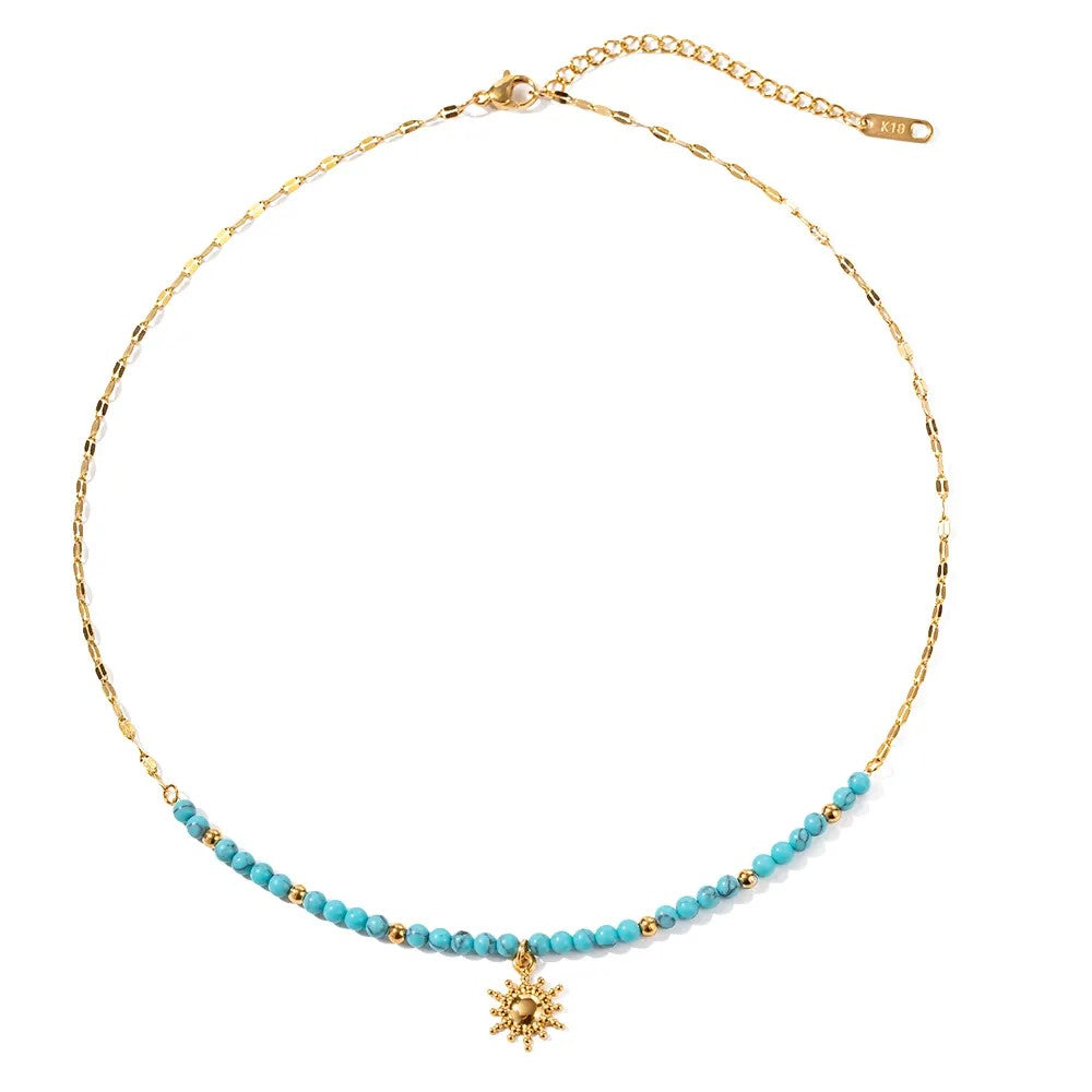 18K Gold Plated Sun Turquoise Necklace
