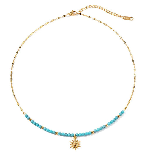 18K Gold Plated Sun Turquoise Necklace