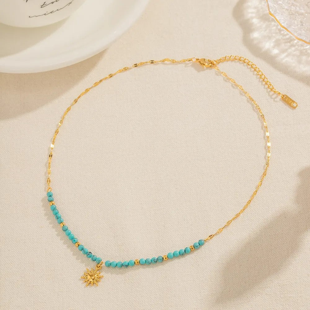 18K Gold Plated Sun Turquoise Necklace