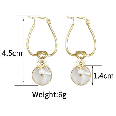 18K Gold Plated Shell Charm Hoop Earring